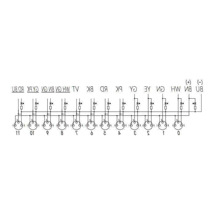 M8接线盒-单通道- PNP - 12端口-一体化-带LED - PVC非柔性电缆-灰色护套- 23PA21-XXX